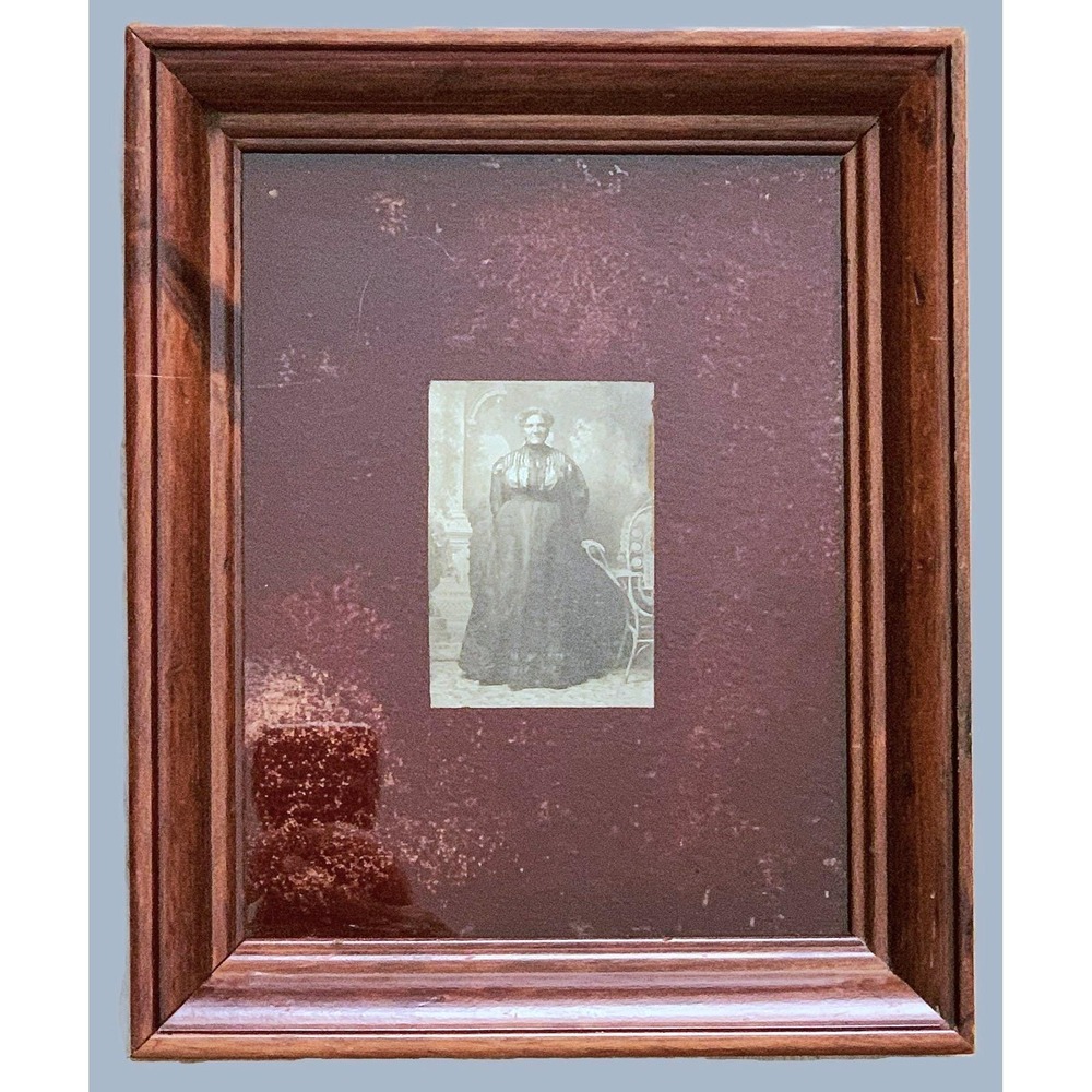 Antique Wood Picture Frame 19th Century Large Lady Photo Mount OD 10"x12.25"